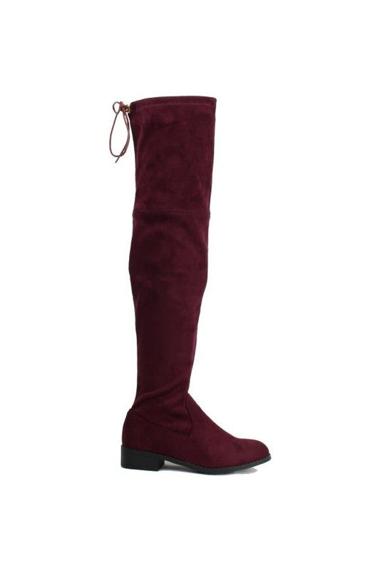 Women's Over the Knee Low Heel Suede Boot