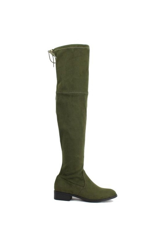 Women's Over the Knee Low Heel Suede Boot