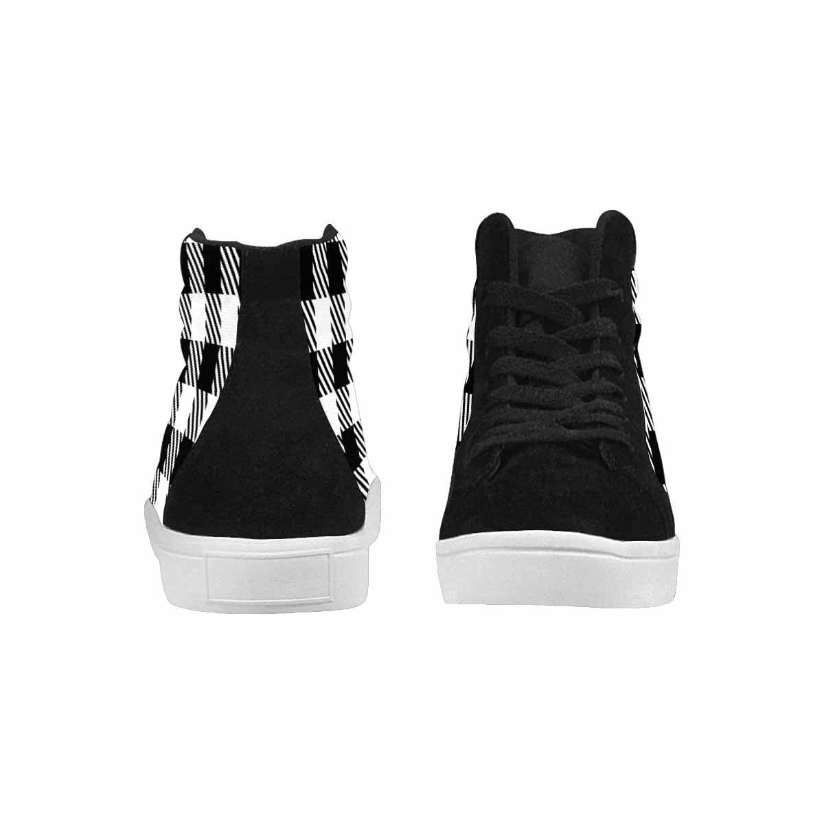 Men's Black And White Buffalo Plaid - High Top Sneakers