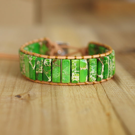 Seven Chakra Braided Bracelet Natural Emperor Stone Yoga Bracelet Genuine Leather Wrap Bracelet