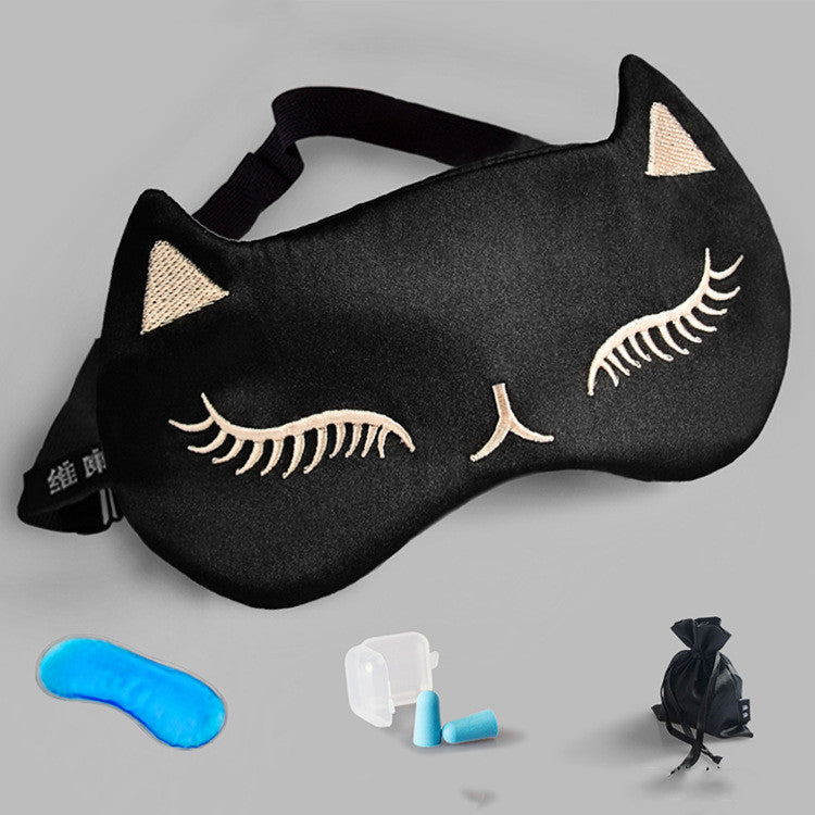 Silk Eye Mask Sleep Shading Breathable Women And Men Sleep Relief Cats Ice Compress Ice Bag Eye Mask