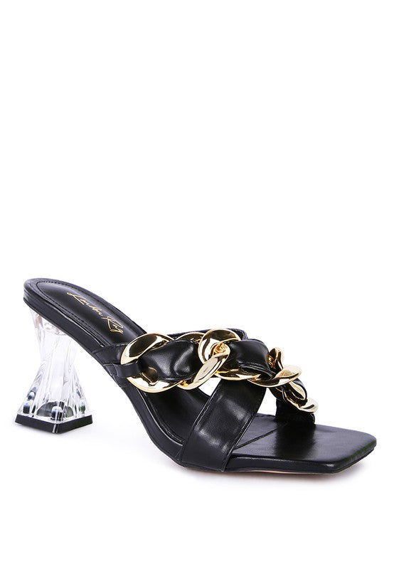 Women's WANDY CLEAR HEEL CHAIN DETAIL SANDALS