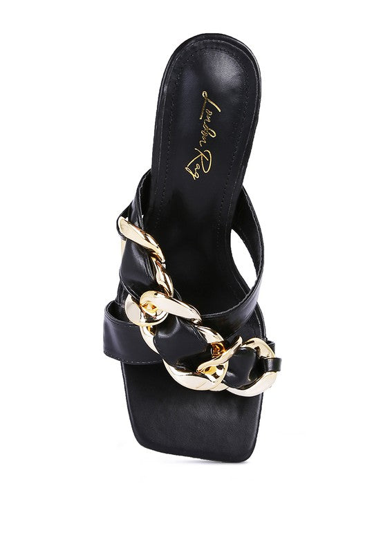 Women's WANDY CLEAR HEEL CHAIN DETAIL SANDALS