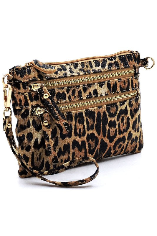 Women's Leopard Clutch & Cross Body Bag