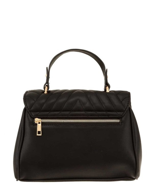 Women's V Accent Crossbody Bag with Handle
