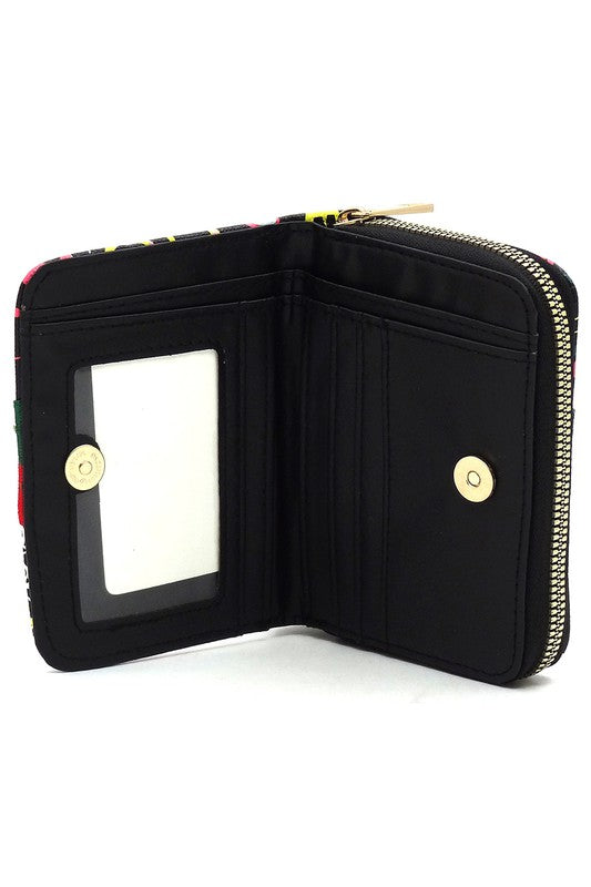 Women's Multi Graffiti Print Queen Bee Stripe Wallet