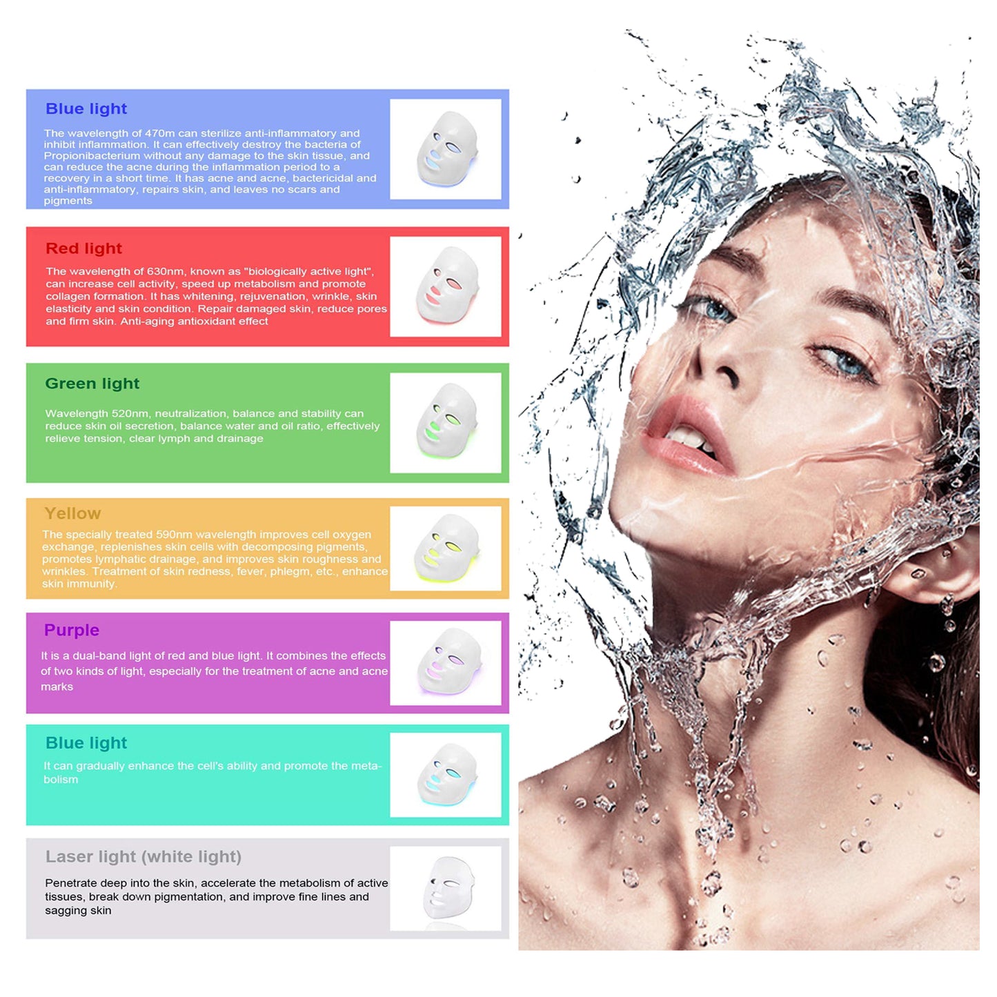 7 Colors LED Light Photon Beauty Mask