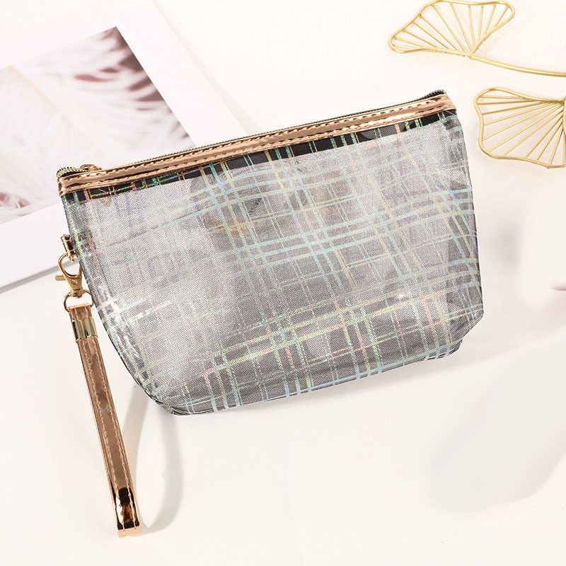 Laser Clip Mesh Hexagonal Pvc Toiletry Cosmetic Bag
