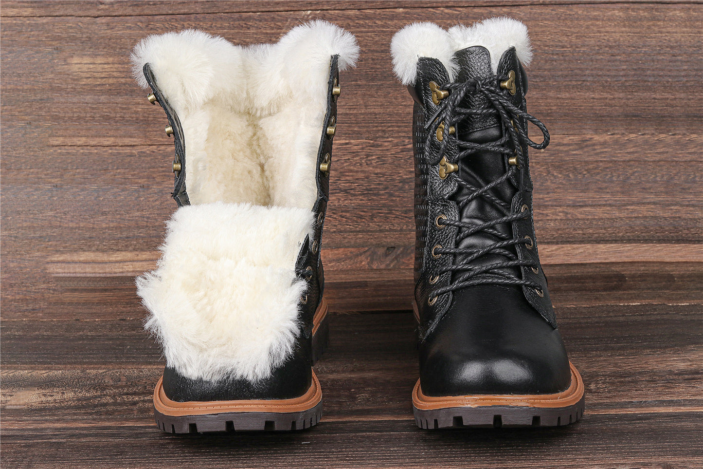 Men's Wool Inner Top Layer Cowhide Upper Boots
