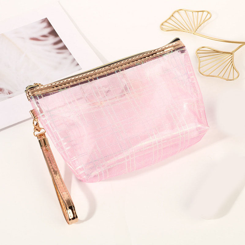 Laser Clip Mesh Hexagonal Pvc Toiletry Cosmetic Bag