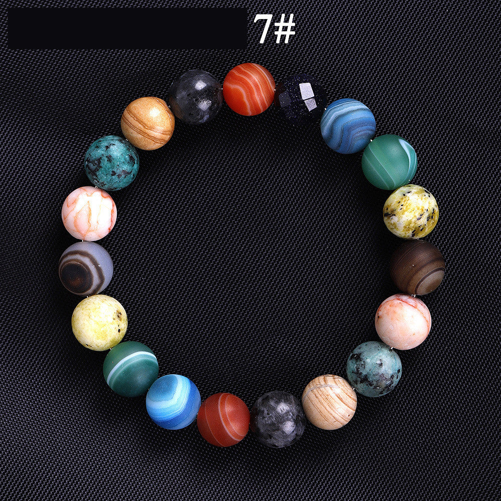 Handmade Solar System Eight Natural Stone Planet Universe Solar Chakra Bracelet