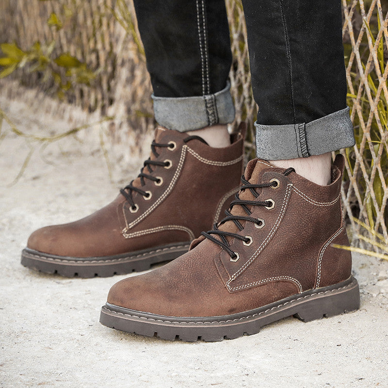 Men's Leather Boots Work High-top Boots