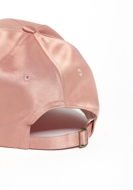 Women's Pink White Black Satin Baseball Cap