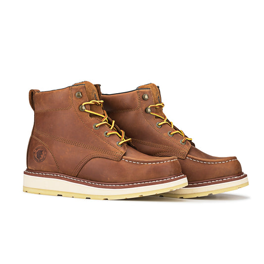 Men's Rockrooster Edgewood Men's 6 inch Brown Soft Toe Wedge Work Boots