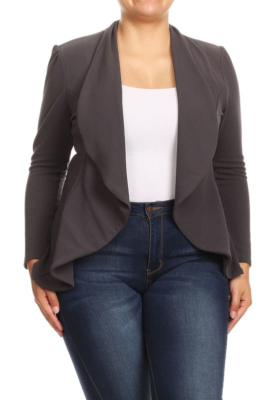 Women's Plus Casual Solid Open Front jacket blazer