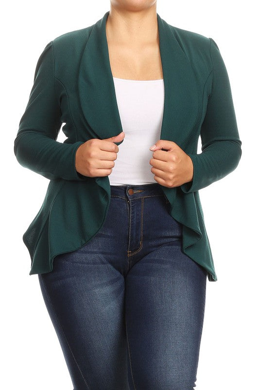 Women's Plus Casual Solid Open Front jacket blazer