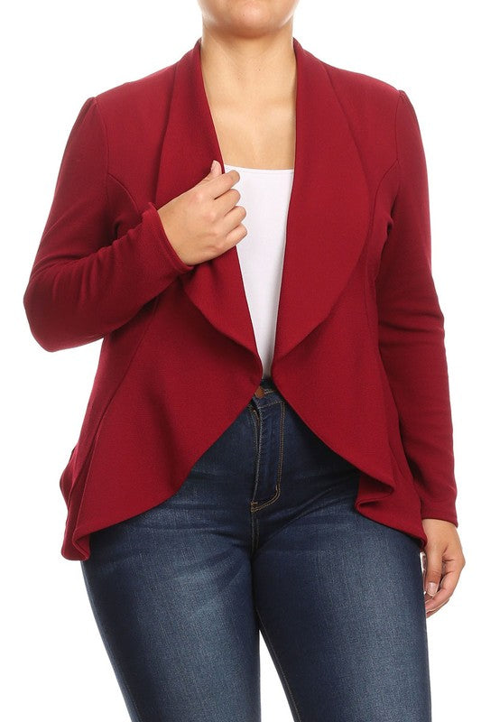 Women's Plus Casual Solid Open Front jacket blazer