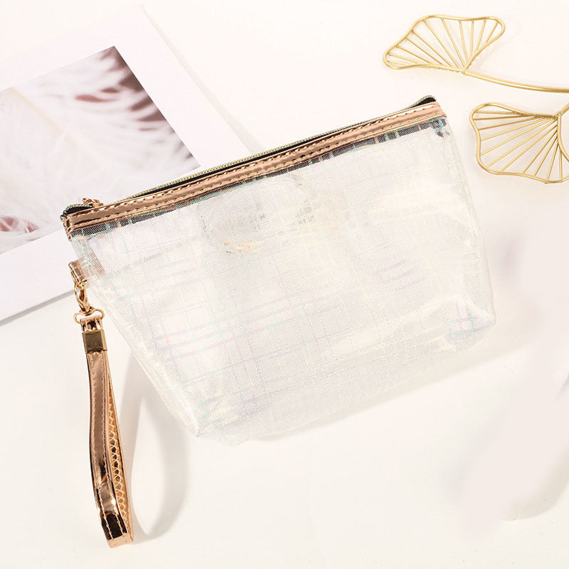 Laser Clip Mesh Hexagonal Pvc Toiletry Cosmetic Bag