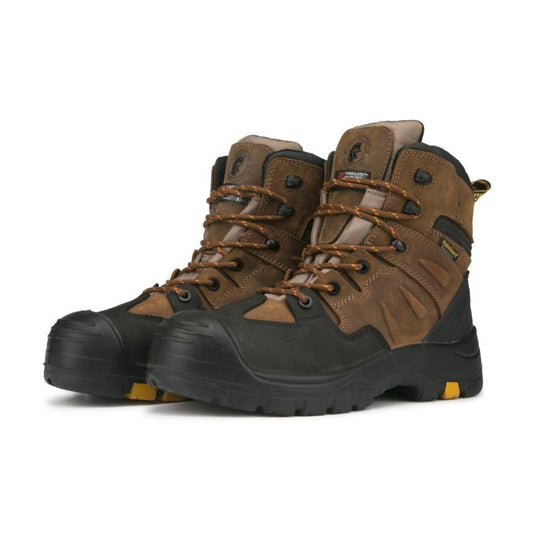 Men's Rockrooster Woodland Brown 6 inch Waterproof Safety Toe Leather Work