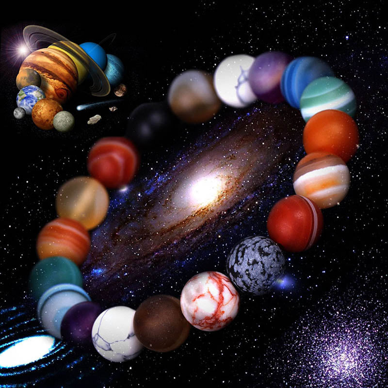 Handmade Solar System Eight Natural Stone Planet Universe Solar Chakra Bracelet