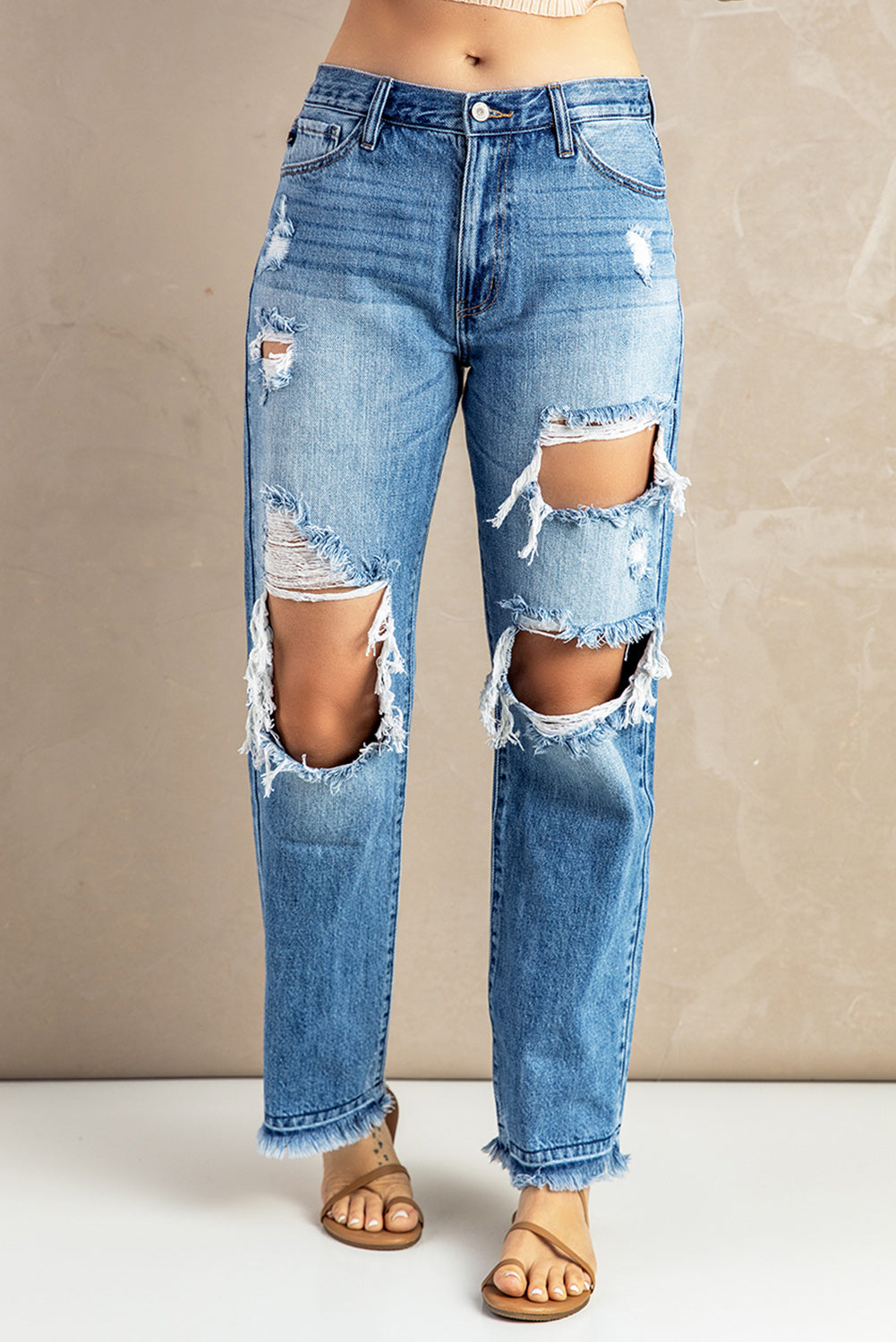 Women's Distressed Holes Boyfriend Jeans (S & XL Only)