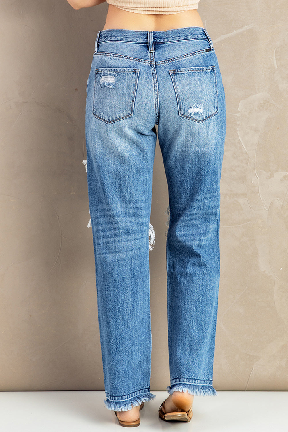 Women's Distressed Holes Boyfriend Jeans (S & XL Only)