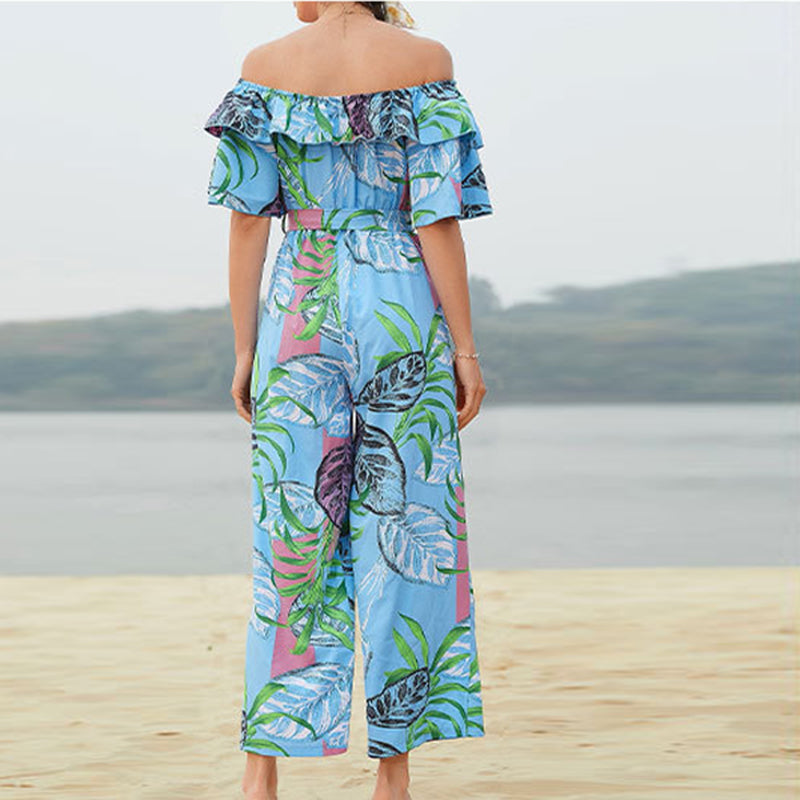 Women's High Waist Lace-up Summer Chiffon Jumpsuit
