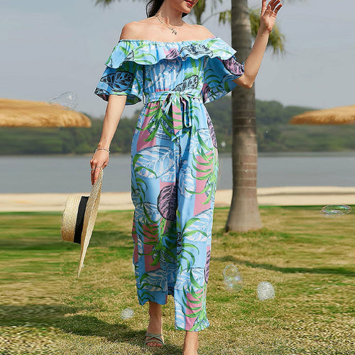 Women's High Waist Lace-up Summer Chiffon Jumpsuit
