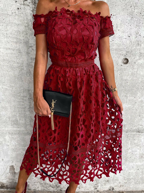Women's Sexy Off-Shoulder Lace Loose Fit Dress