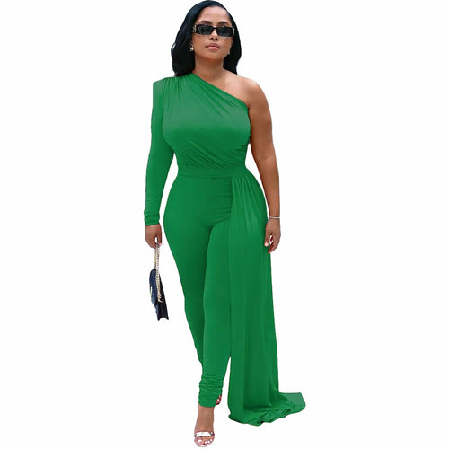 Women's One Shoulder Long Sleeve Casual Jumpsuits