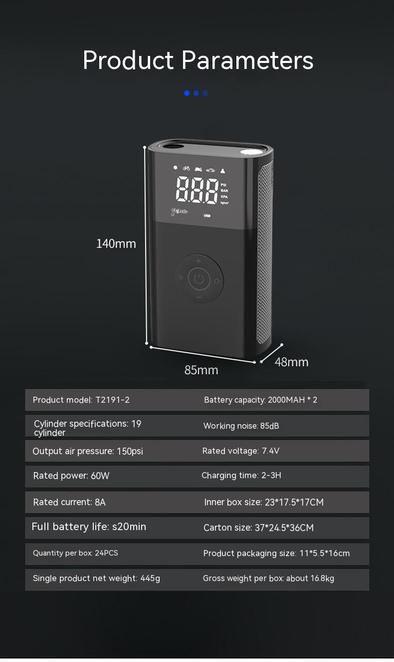 Car Wireless Digital Display Air Pump Multi-function Intelligent Handheld Tire Pump