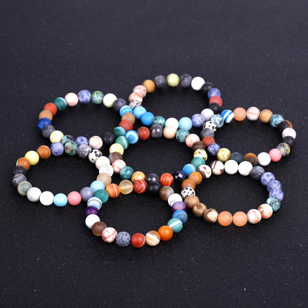 Handmade Solar System Eight Natural Stone Planet Universe Solar Chakra Bracelet