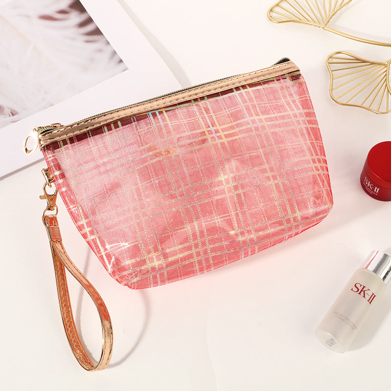 Laser Clip Mesh Hexagonal Pvc Toiletry Cosmetic Bag
