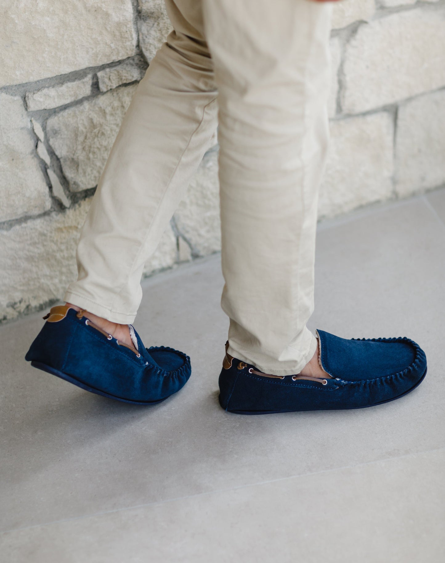 Owen Mens Fleece Lined Moccasin - Navy