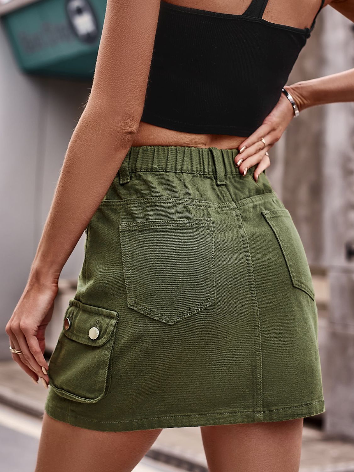 Women's Denim Jean Mini Skirt with Pockets