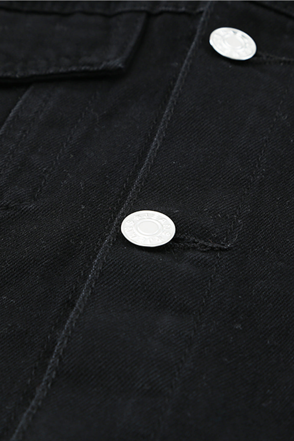 Women's Distressed Button-Up Denim Jacket with Pockets
