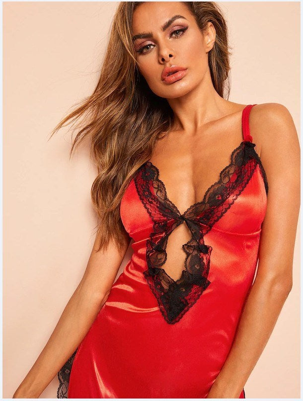 Women's Ice Silk Satin Nightgown Lingerie