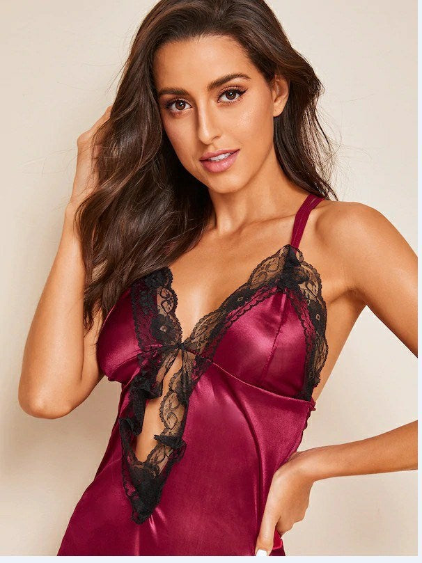 Women's Ice Silk Satin Nightgown Lingerie