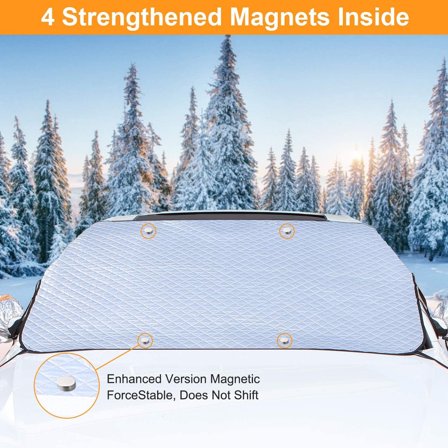 Car Window Cover Ice and Snow Cover for Car with 4 Strong Magnets Edge Suitable Most Cars, SUV