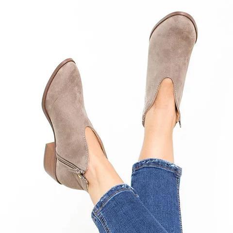 Women's Side Zip Leather Ankle Boots