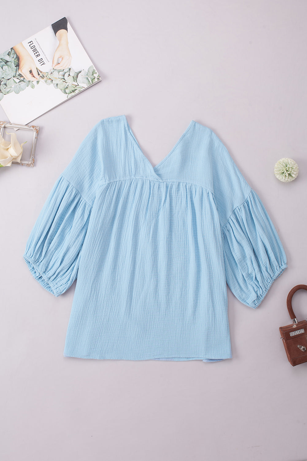 Women's Dropped Shoulder V-Neck Blouse