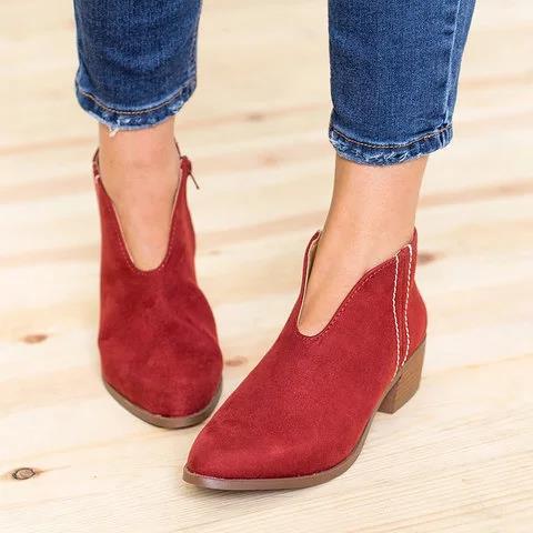 Women's Side Zip Leather Ankle Boots