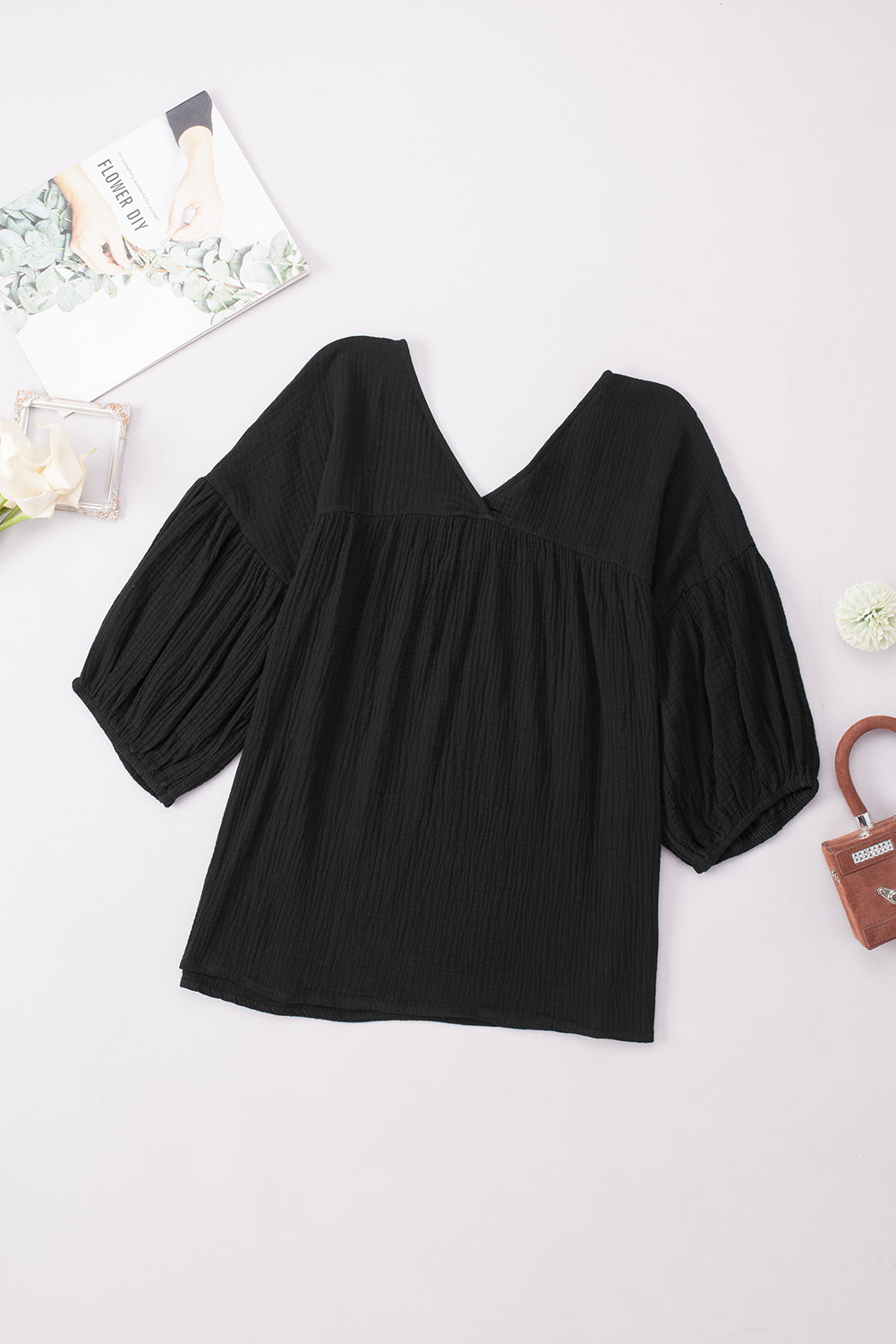 Women's Dropped Shoulder V-Neck Blouse