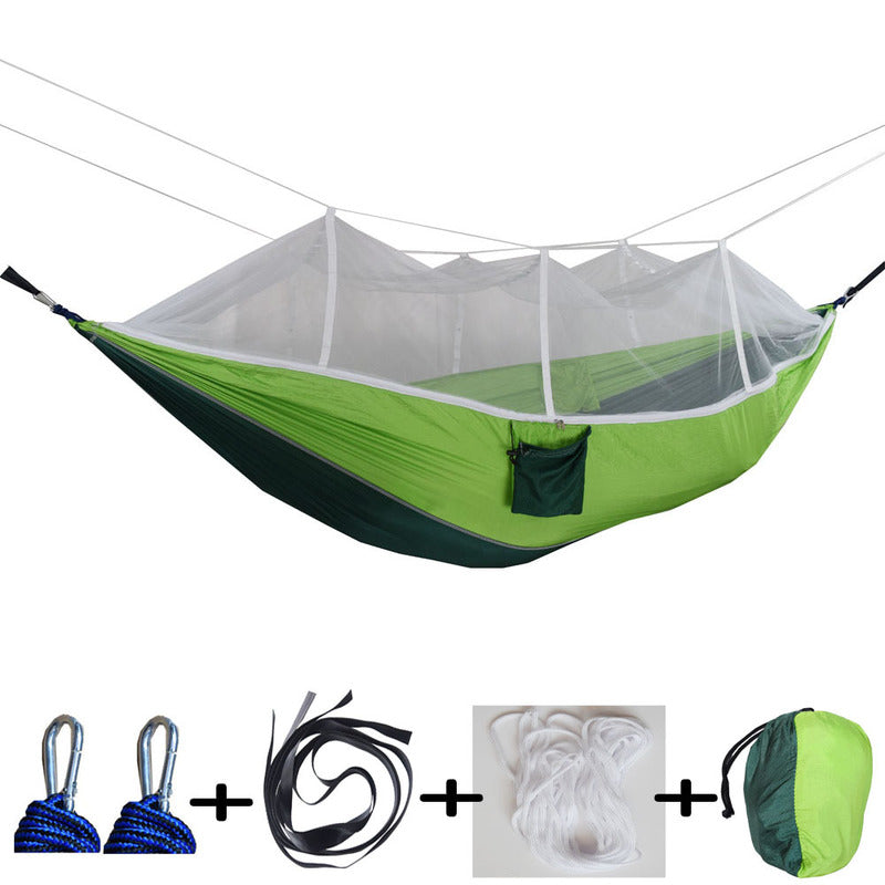 260x140cm Two Person Mosquito Hammock Camping Garden Sleeping Hanging Bed With Carabiners Storage Bag