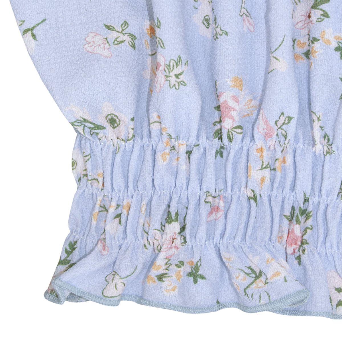 Women's Cropped Off-Shoulder Frill Trim Smocked Blouse