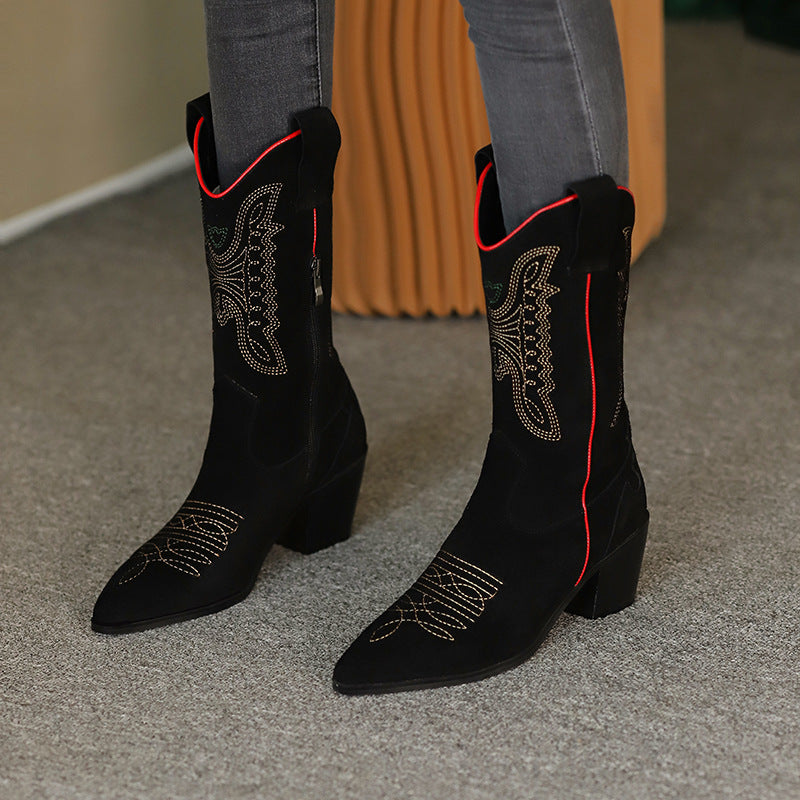 Women's Embroidered Vintage Style Knight Boots