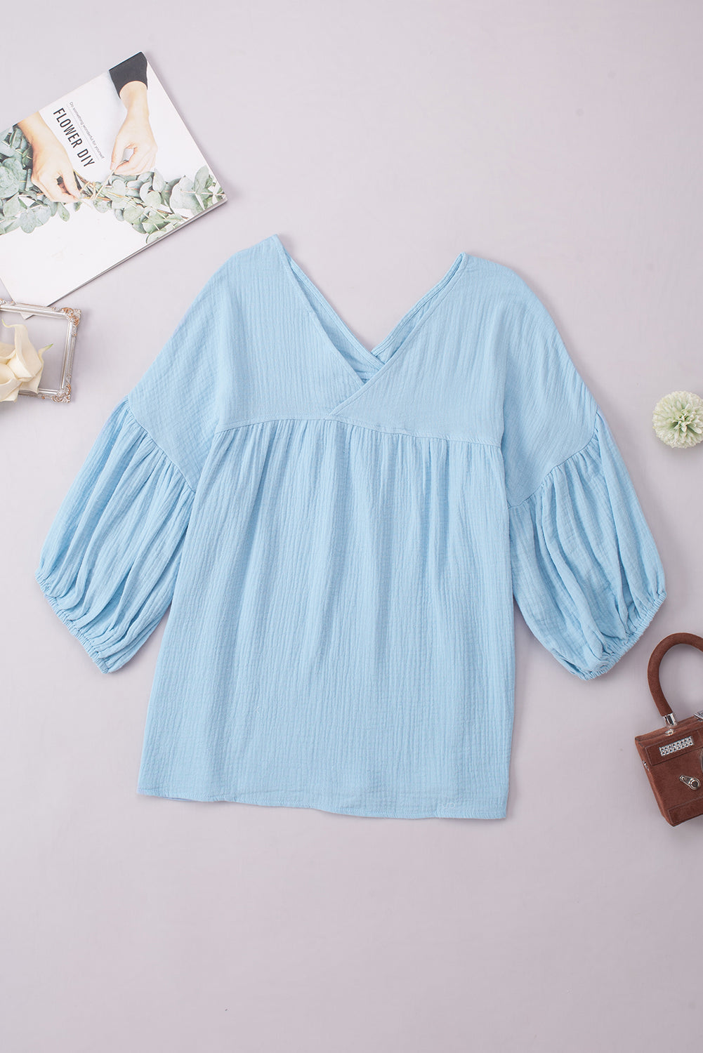 Women's Dropped Shoulder V-Neck Blouse