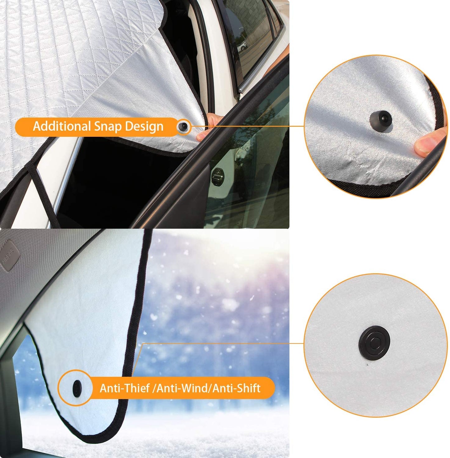Car Window Cover Ice and Snow Cover for Car with 4 Strong Magnets Edge Suitable Most Cars, SUV