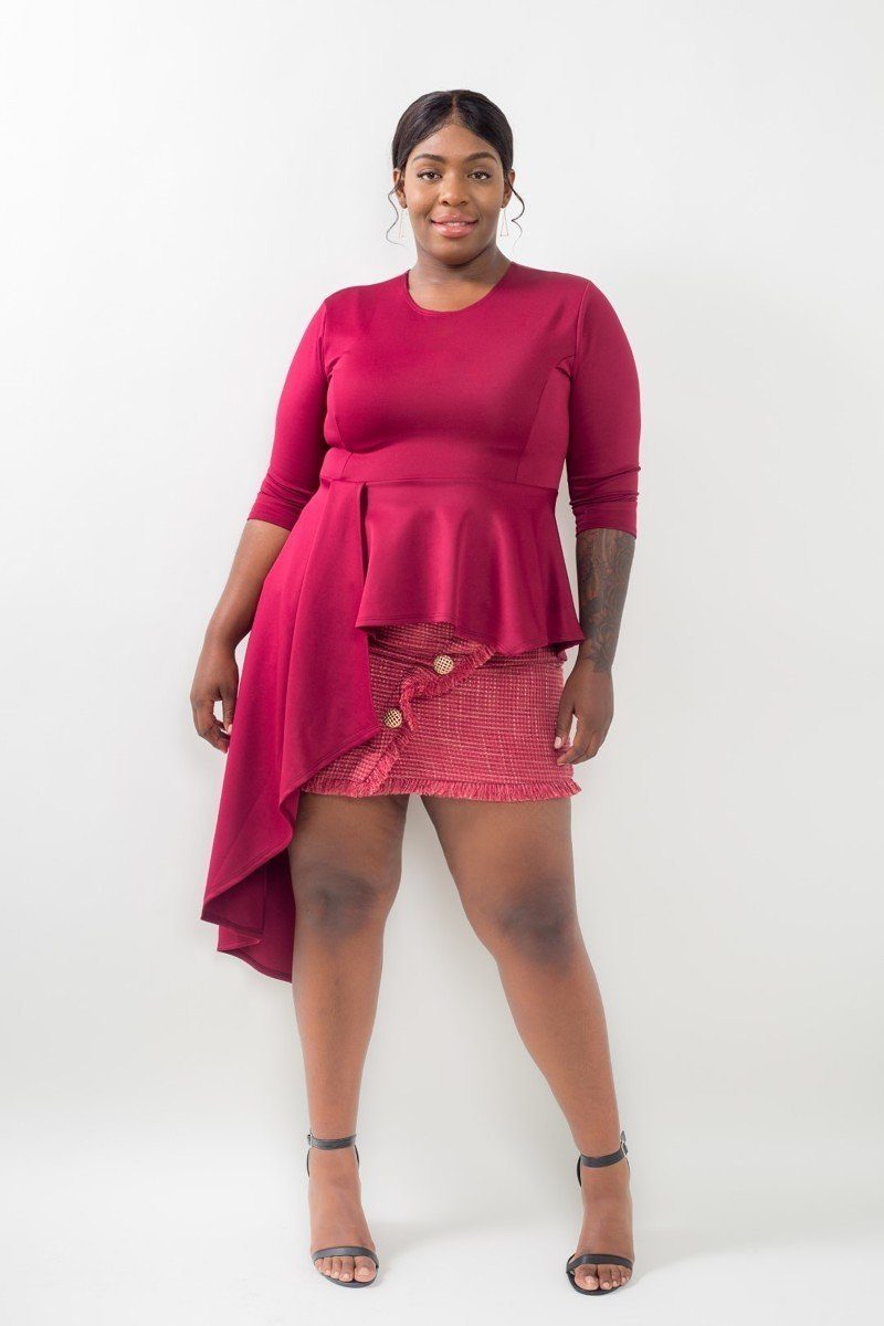 Women's Plus Size Asymmetrical Plum Blouse (1X & 3X Only)