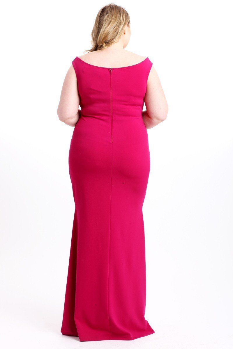 Techno Crepe Stretch Off The Shoulder Dress (3X Only)